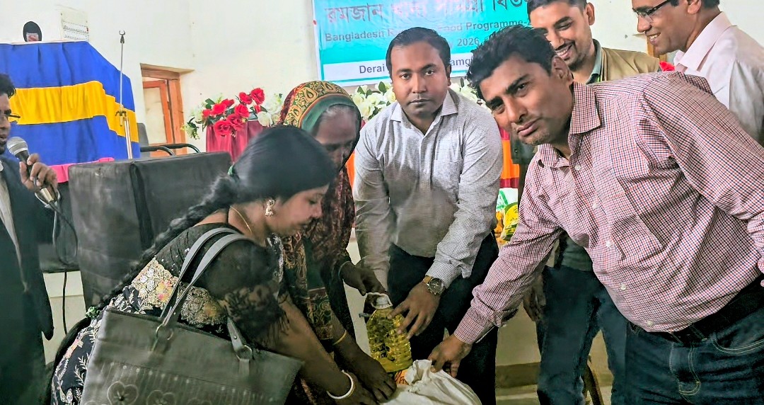 সুনামগঞ্জের দিরাইয়ে মুসলিম এইড ও উদ্দীপনের রমজানের খাদ্যসামগ্রী বিতরণ