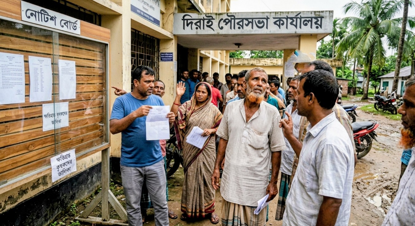 দিরাইয়ে অতিবৃষ্টিতে ক্ষতিগ্রস্ত কৃষকের তালিকায় ব্যাপক অনিয়মের অভিযোগ: ক্ষুব্ধ প্রকৃত কৃষকরা