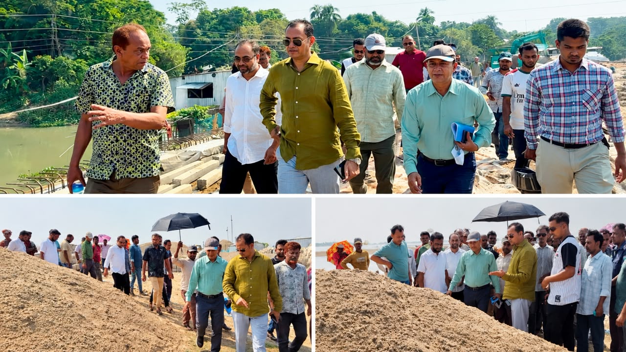 মধ্যনগরে নিম্নমানের নির্মাণসামগ্রী, উন্নয়নকাজ বন্ধের নির্দেশ এমপি কামরুলের